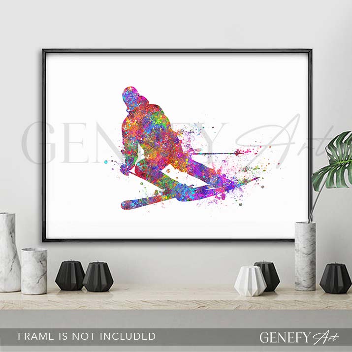 Ski Watercolour Print - Genefy Art