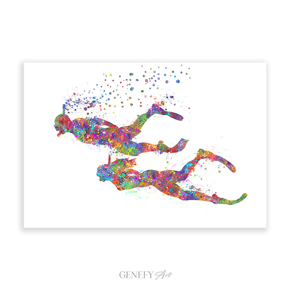 Couple Snorkeling Art Print