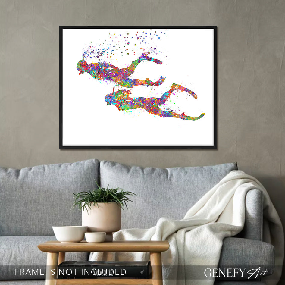 Couple Snorkeling Art Print