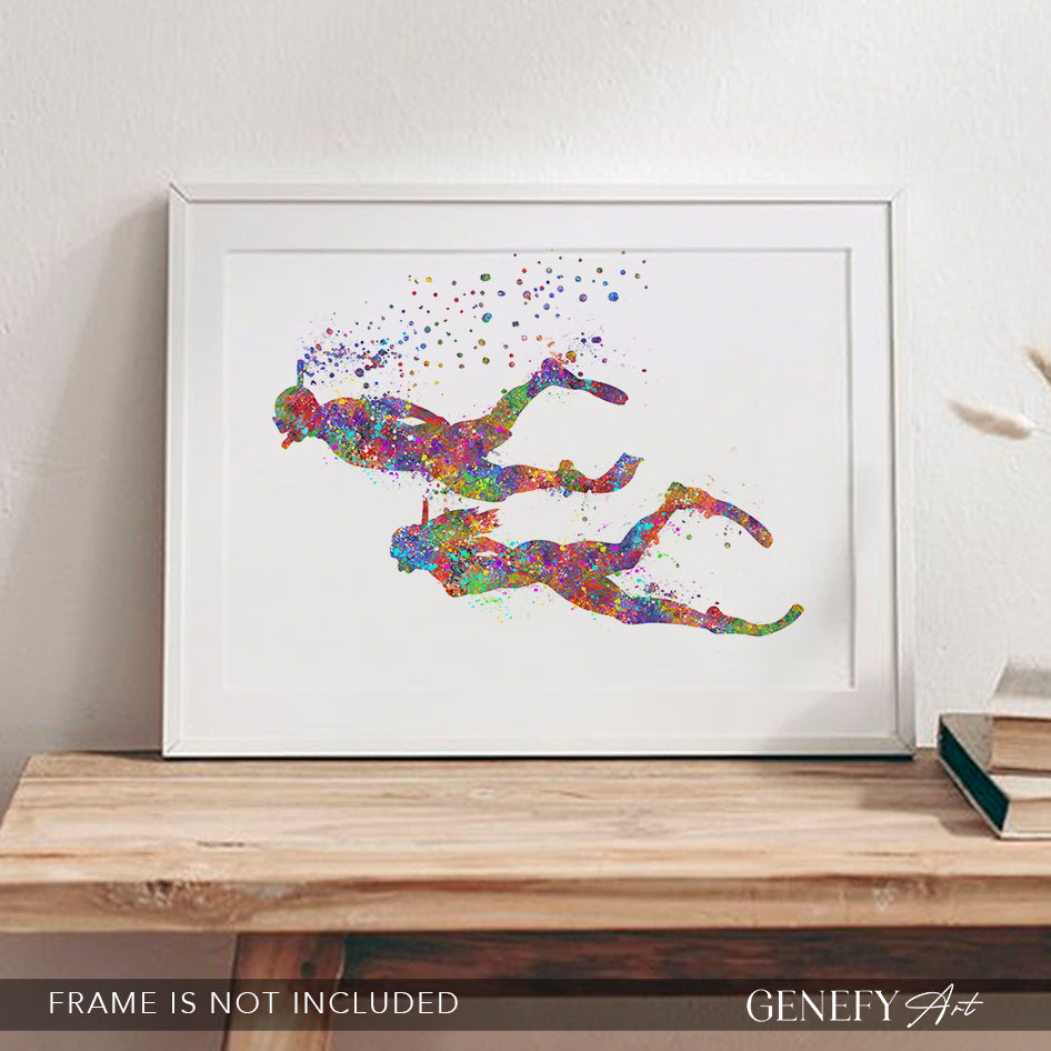 Couple Snorkeling Art Print