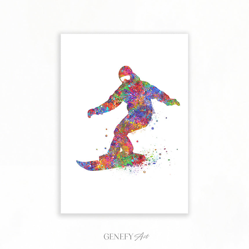 Snowboarding Watercolour Art Print