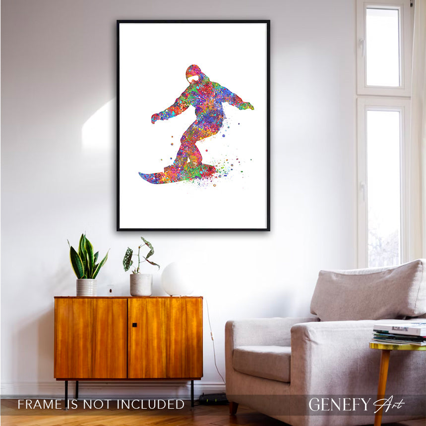 Snowboarding Watercolour Art Print