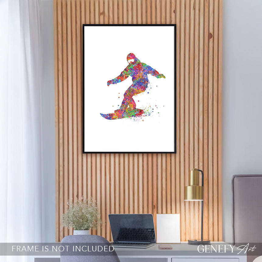 Snowboarding Watercolour Art Print