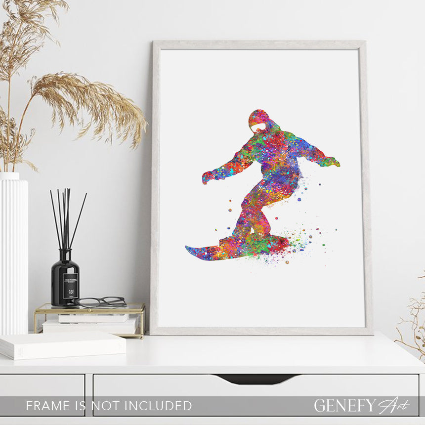 Snowboarding Watercolour Art Print