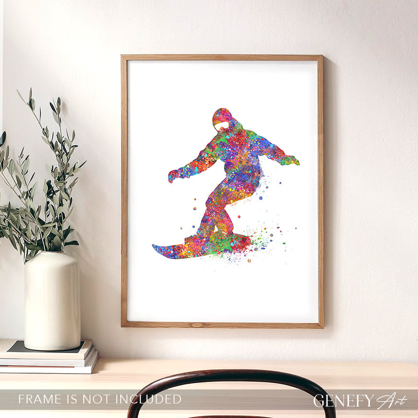 Snowboarding Watercolour Art Print