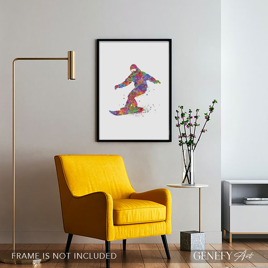 Snowboarding Watercolour Art Print
