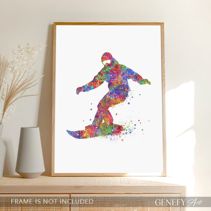 Snowboarding Watercolour Art Print