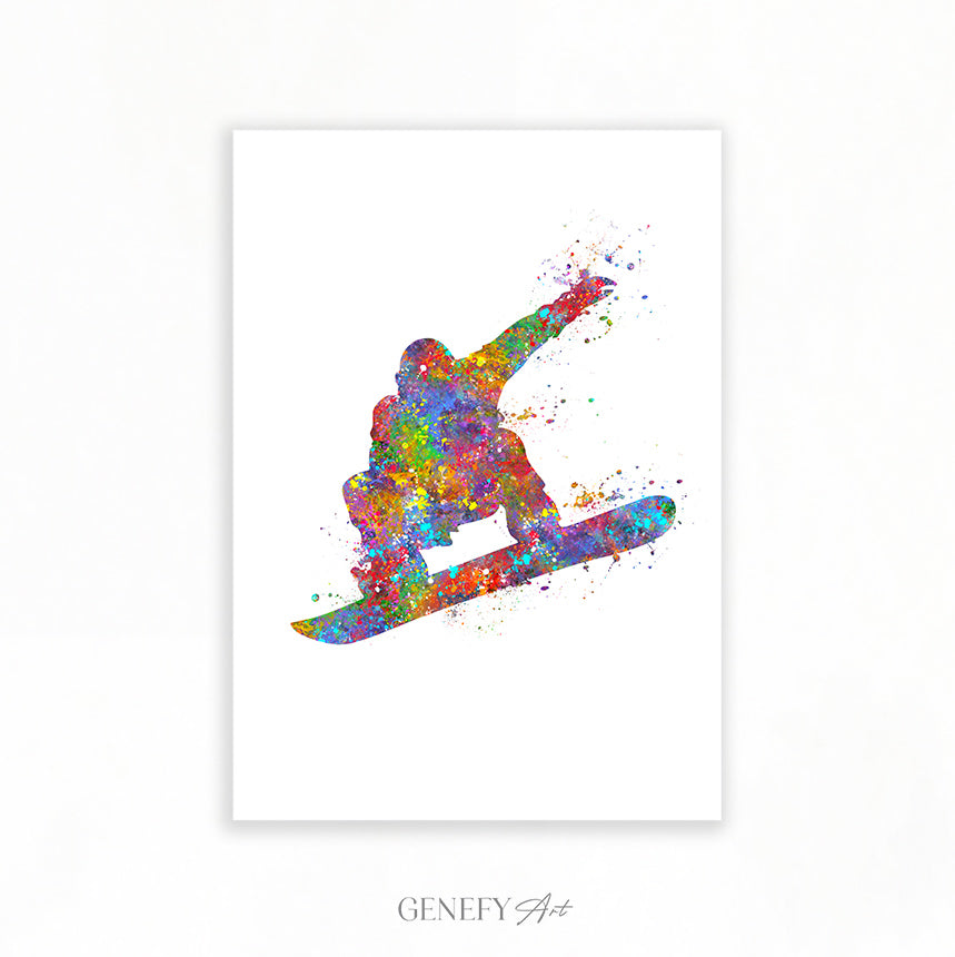 Snowboarding Watercolour Art Print