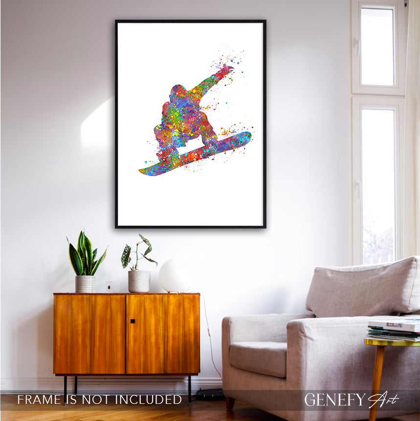 Snowboarding Watercolour Art Print