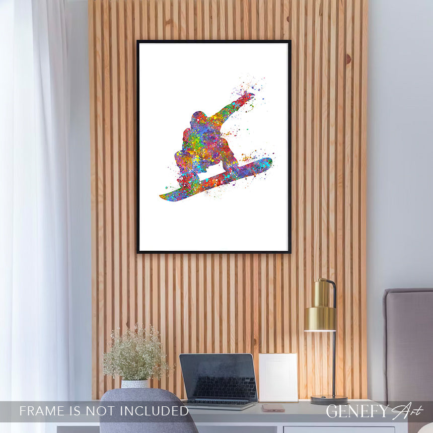 Snowboarding Watercolour Art Print