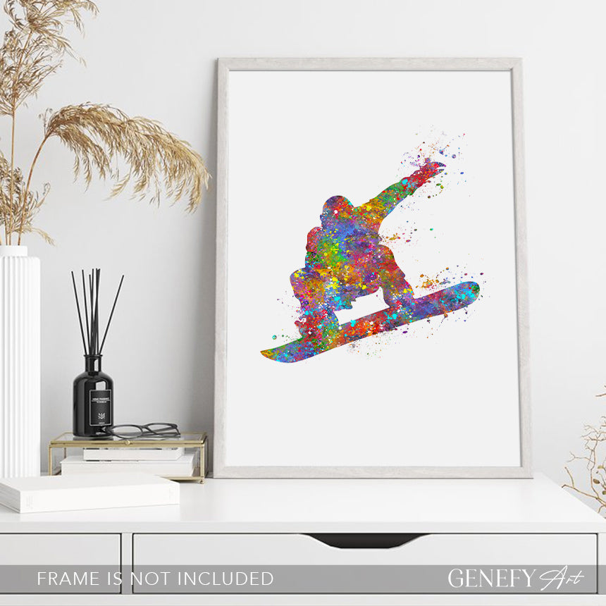 Snowboarding Watercolour Art Print