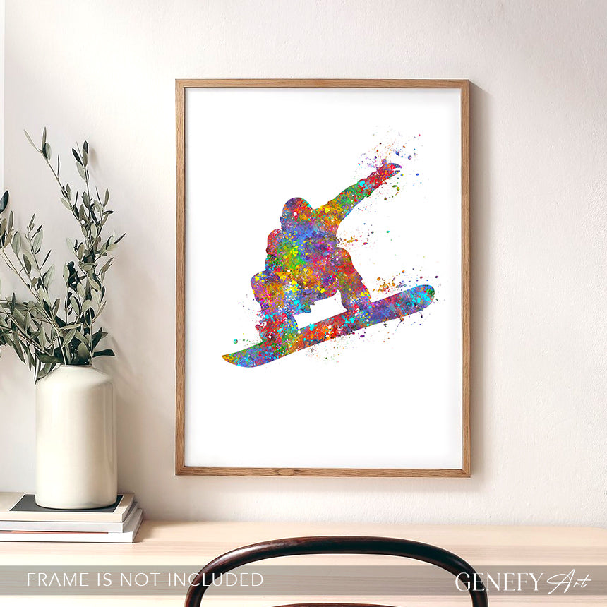 Snowboarding Watercolour Art Print