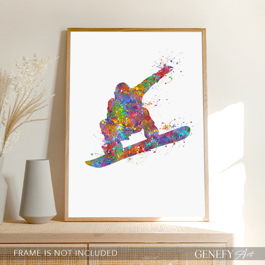 Snowboarding Watercolour Art Print