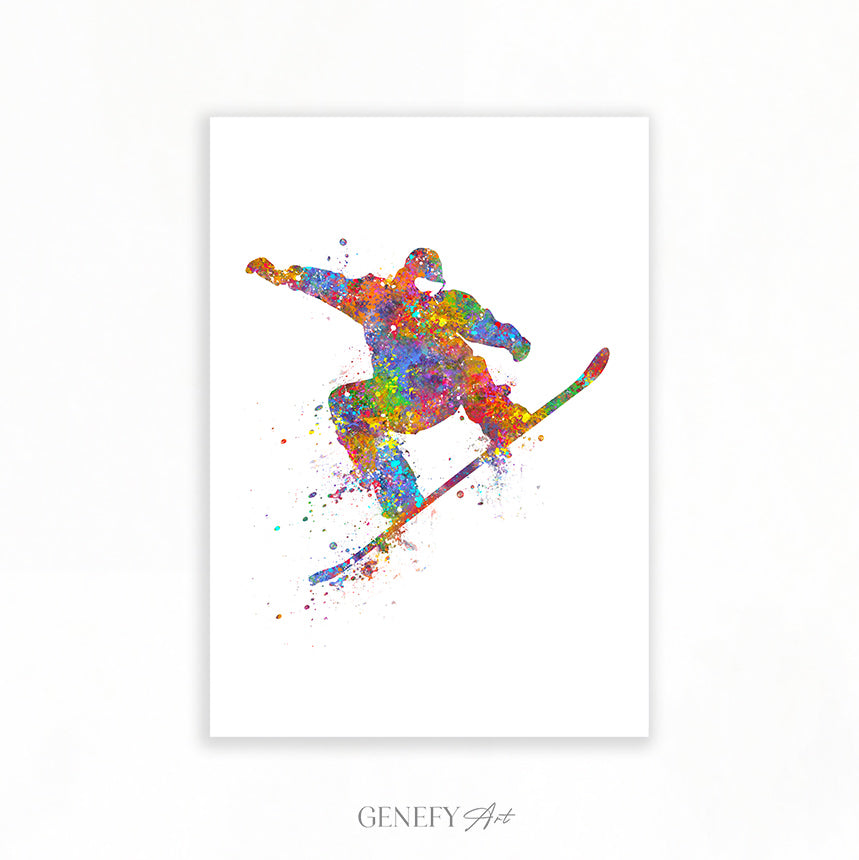 Snowboarding Watercolour Art Print