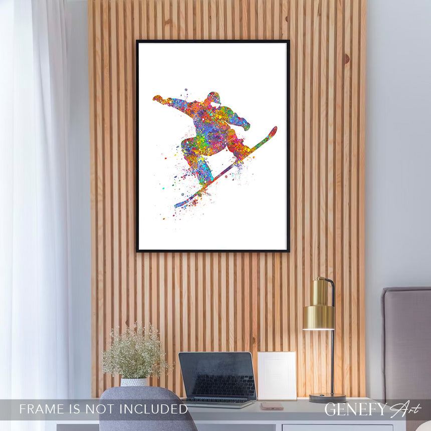 Snowboarding Watercolour Art Print