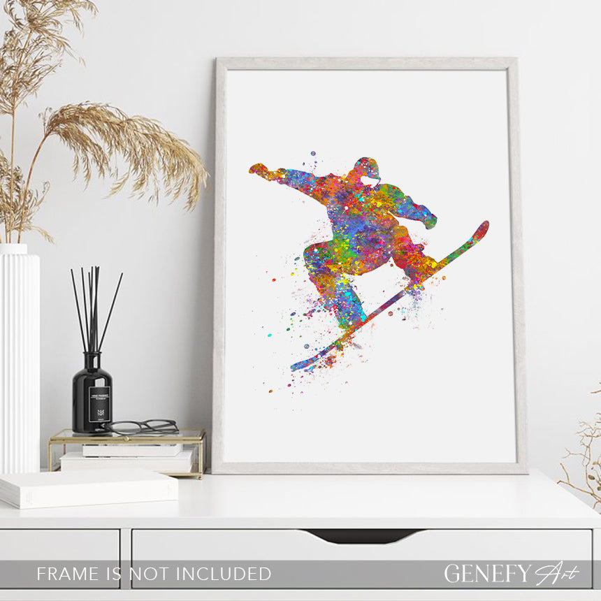Snowboarding Watercolour Art Print