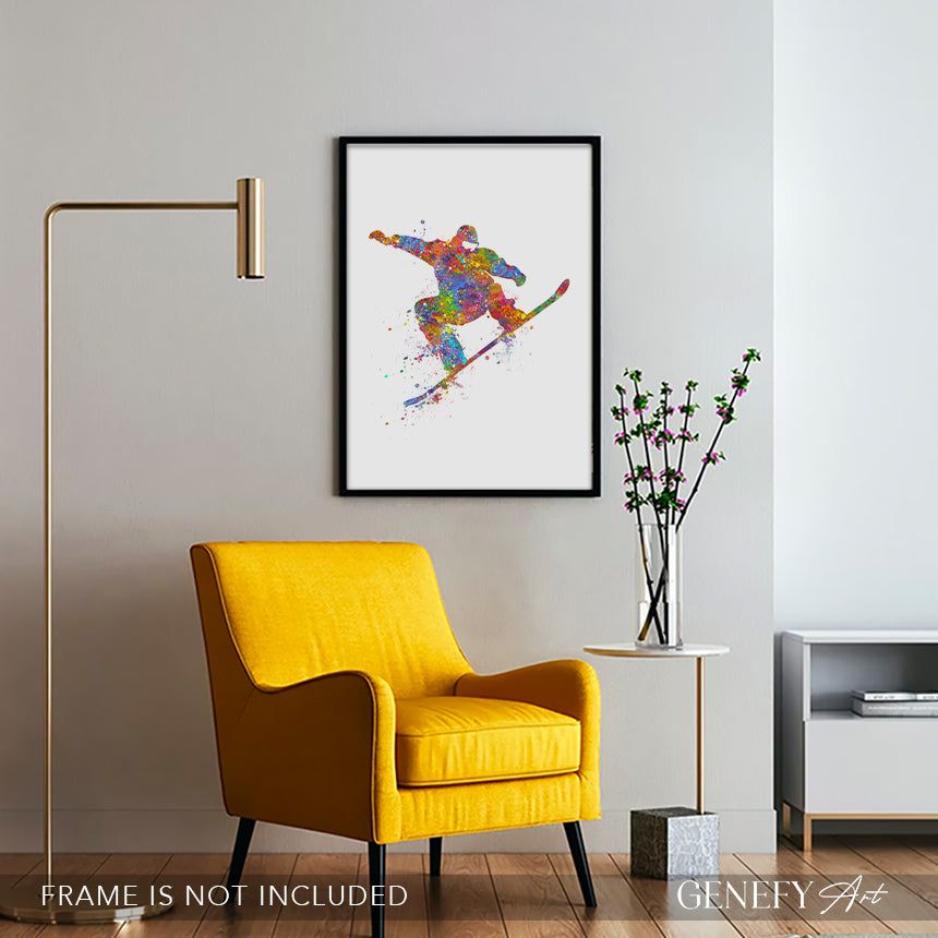 Snowboarding Watercolour Art Print