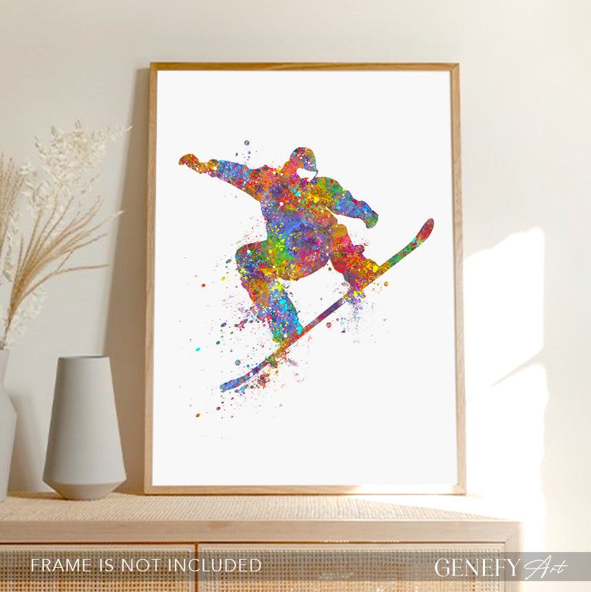 Snowboarding Watercolour Art Print