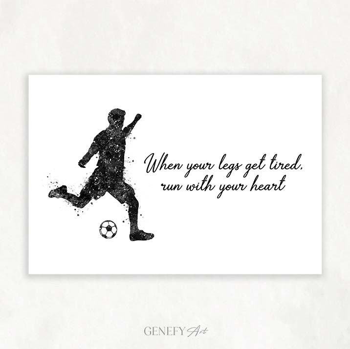 Soccer Motivational Quote Watercolour Print