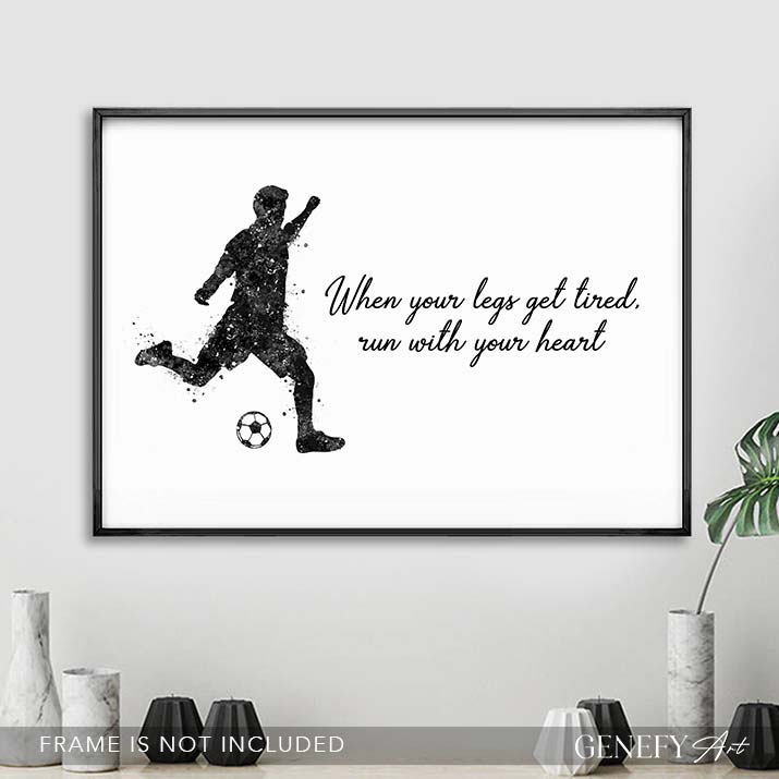 Soccer Motivational Quote Watercolour Print