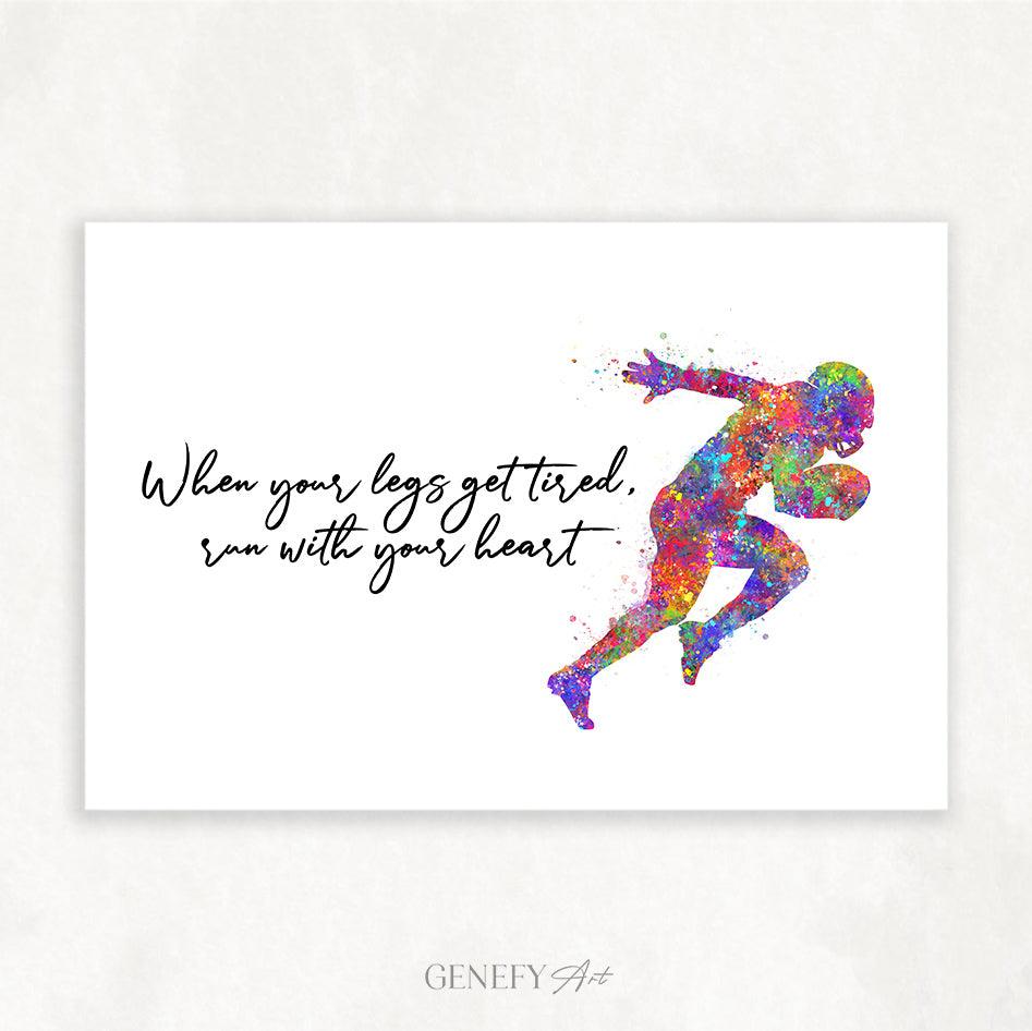 American Football Motivational Quote Watercolour Print - Genefy Art