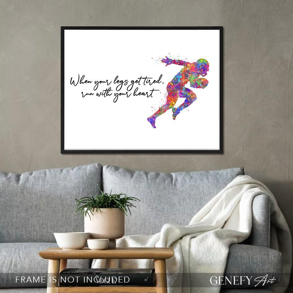 American Football Motivational Quote Watercolour Print - Genefy Art