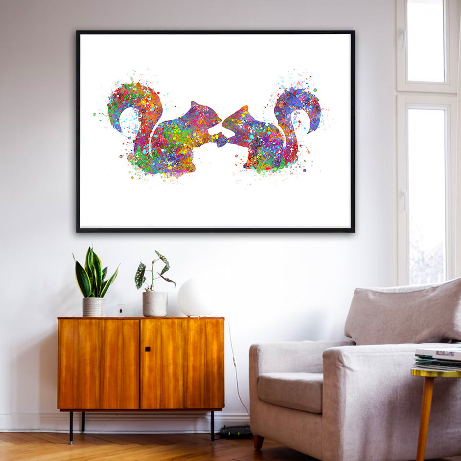 Squirrel Couple Watercolour Art Print