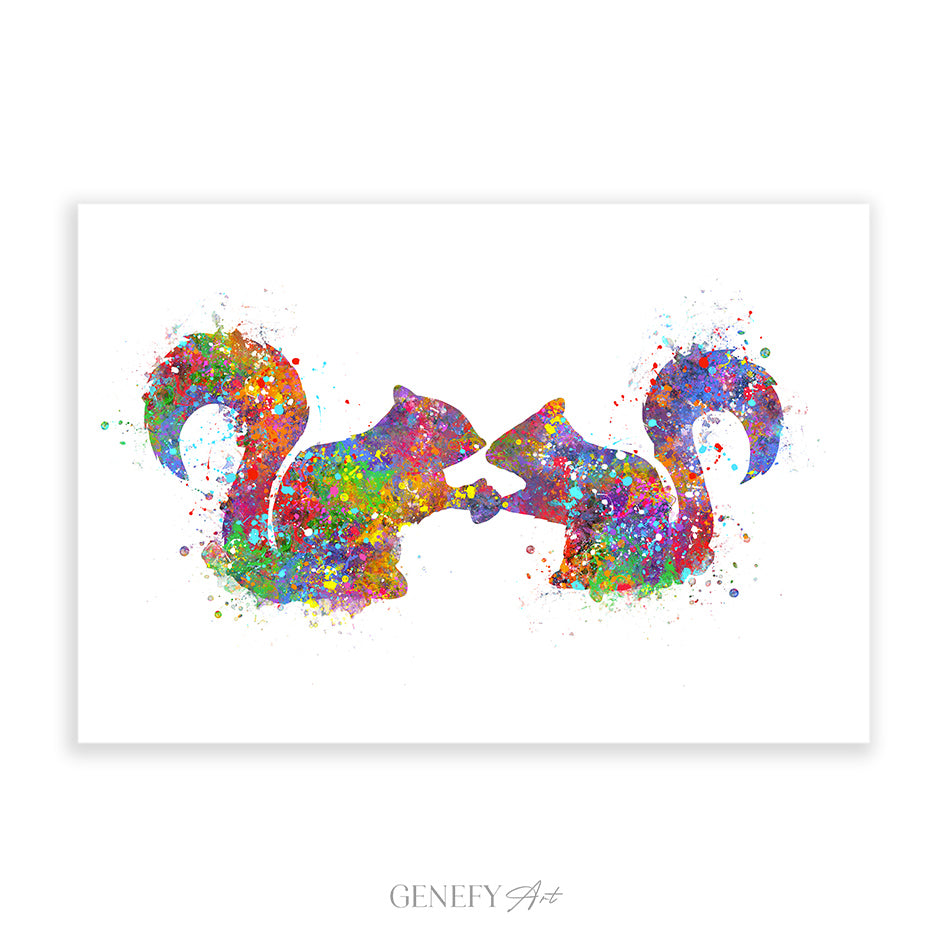 Squirrel Couple Watercolour Art Print