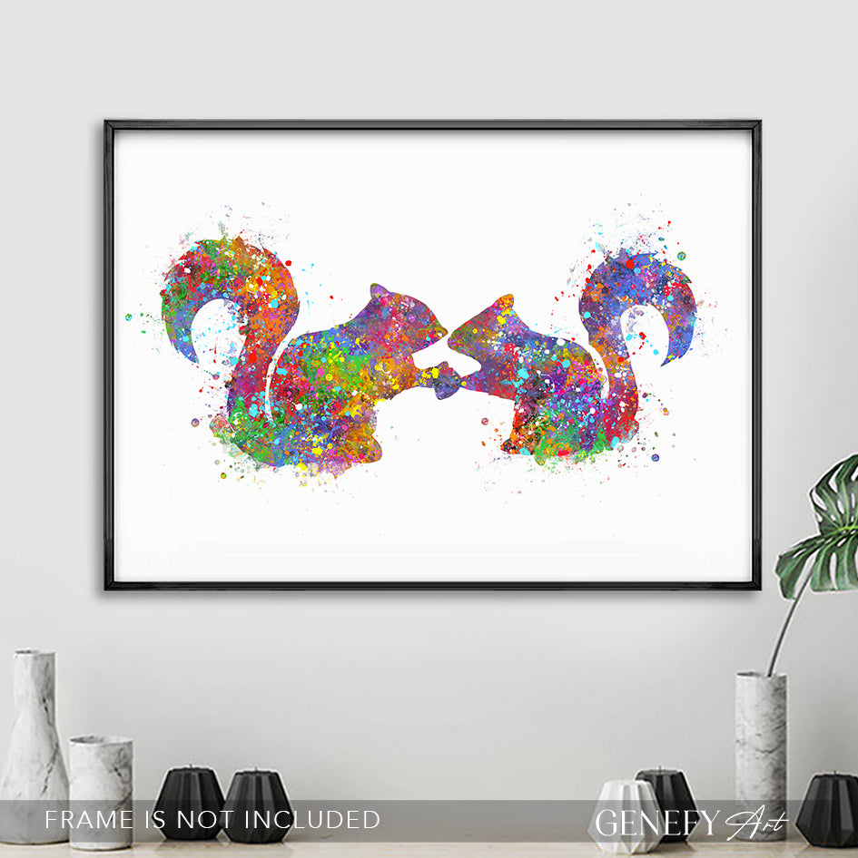 Squirrel Couple Watercolour Art Print
