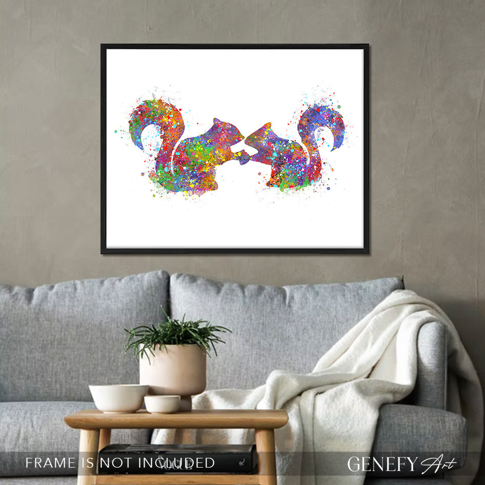Squirrel Couple Watercolour Art Print