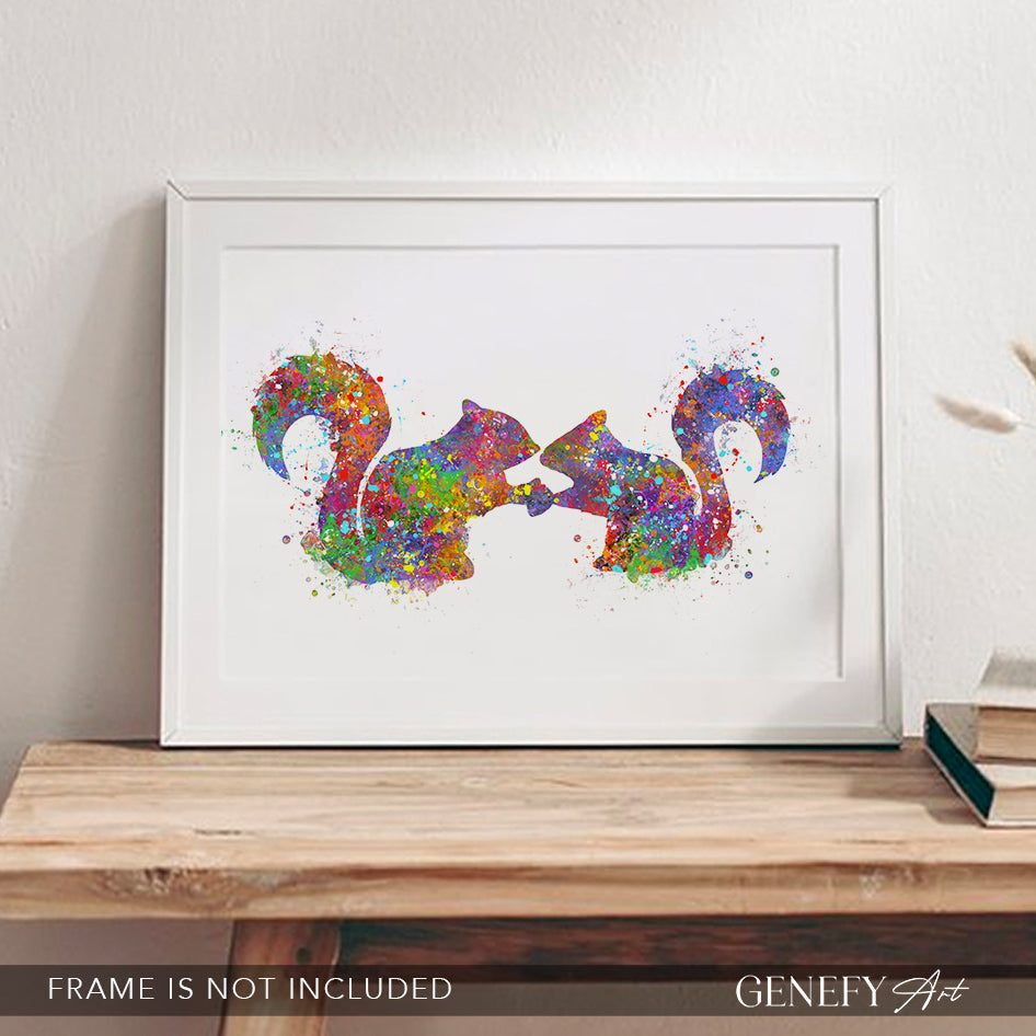 Squirrel Couple Watercolour Art Print