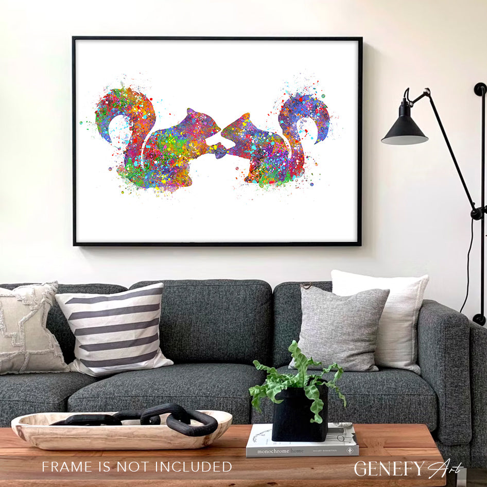 Squirrel Couple Watercolour Art Print