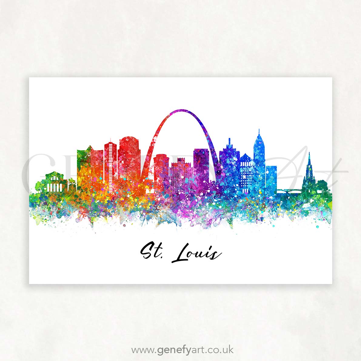 St.Louis Skyline Watercolour Print - Genefy Art