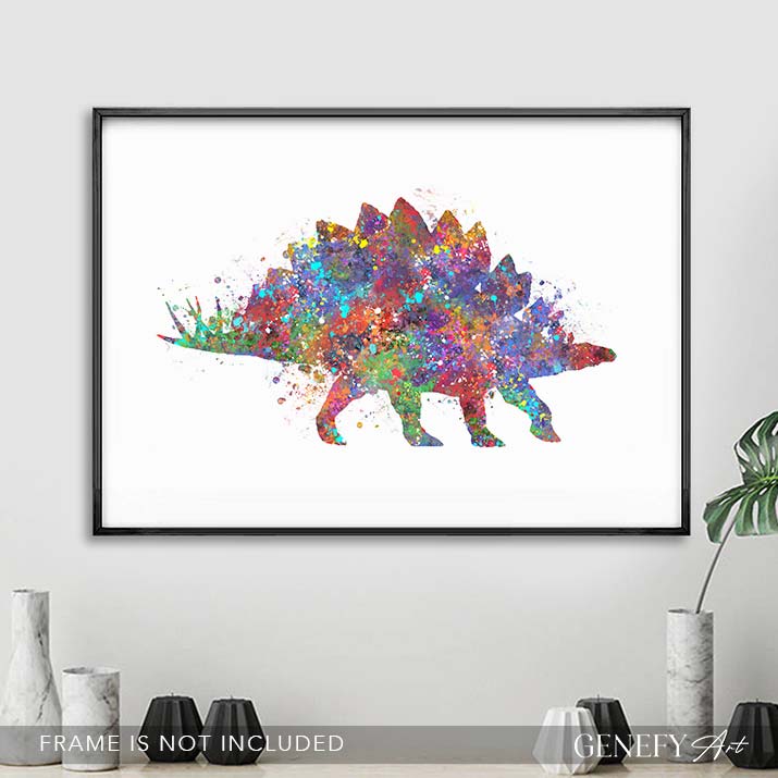 Dinosaur Stegosaurus Watercolour Print