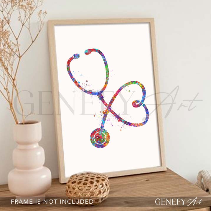 Stethoscope Watercolour Art Print - Genefy Art