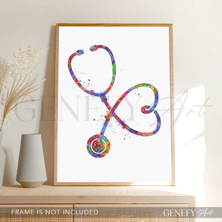 Stethoscope Watercolour Art Print - Genefy Art