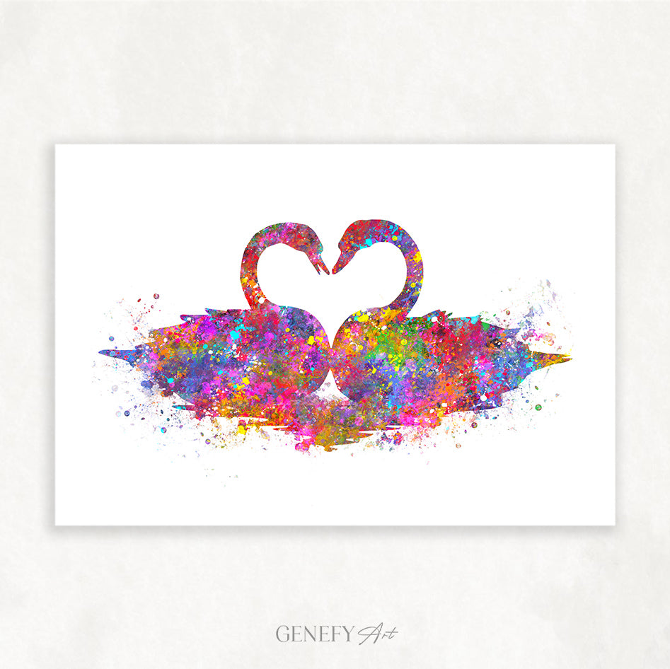 Swan Watercolour Art Print