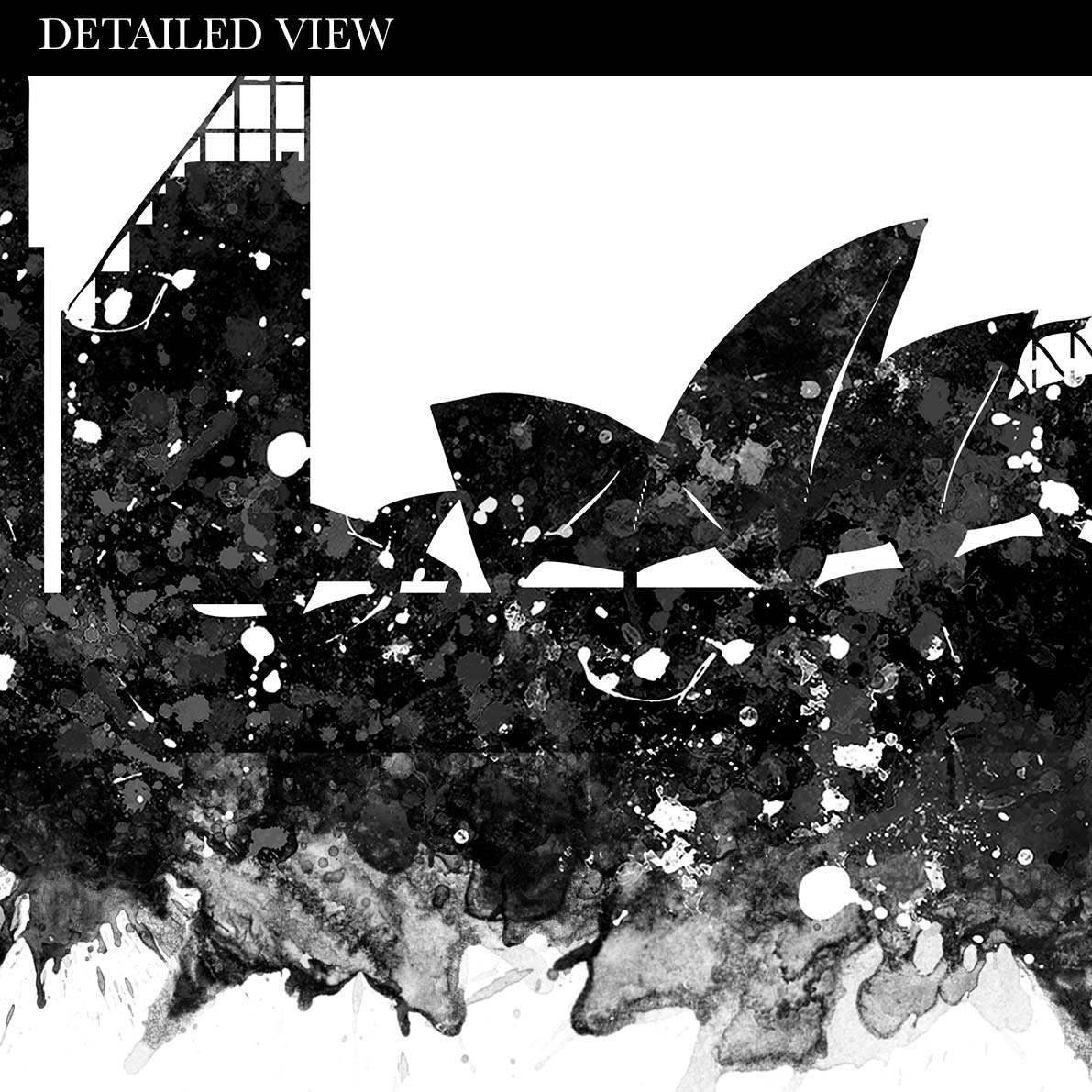 Sydney Skyline Black and White Watercolour Print