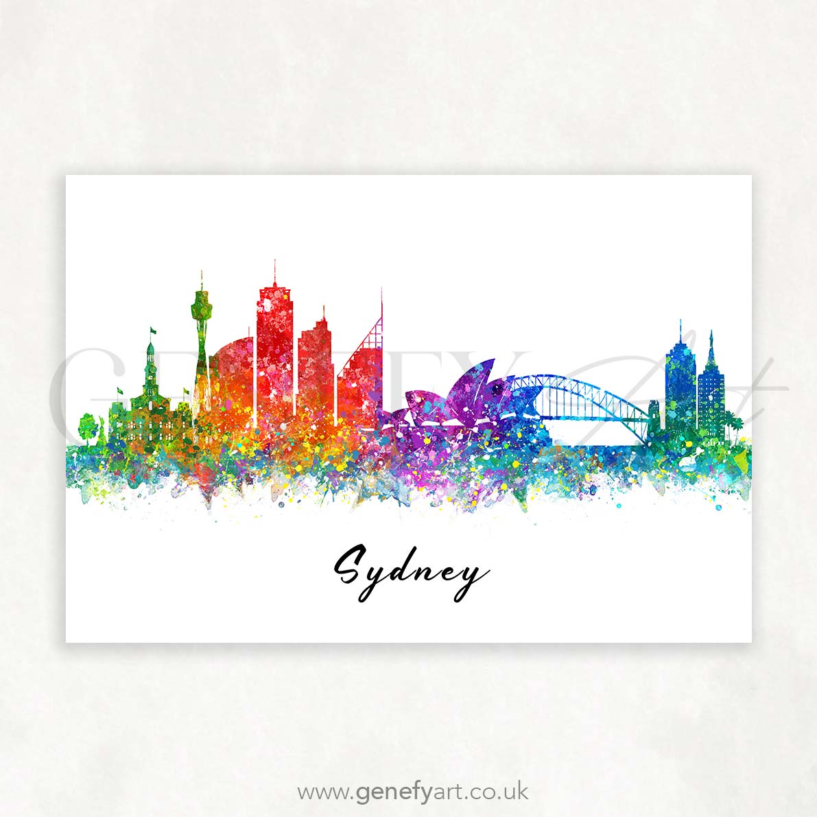 Sydney Skyline Watercolour Print