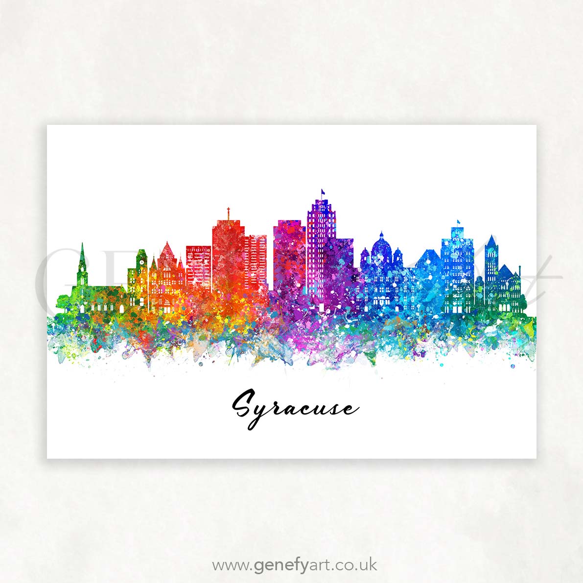 Syracuse Skyline Watercolour Print - Genefy Art