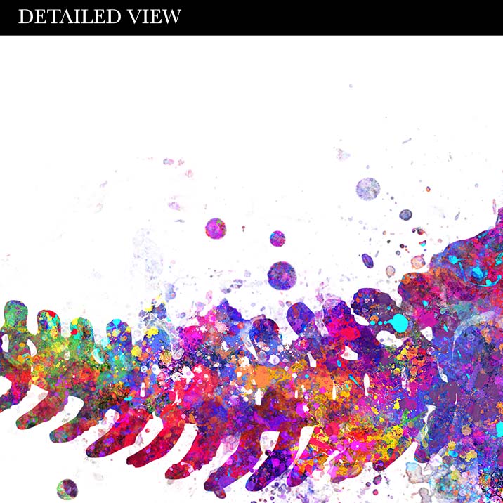 Dinosaur Tyrannosaurus Rex Skeleton and Girl Watercolour Print