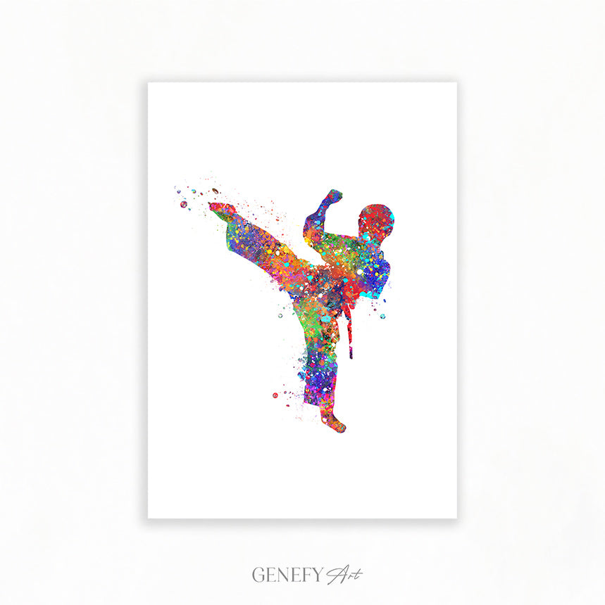 Taekwondo Boy Watercolour Art Print