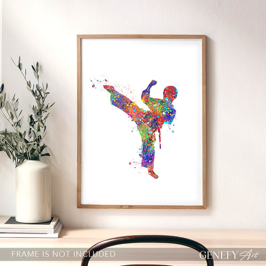 Taekwondo Boy Watercolour Art Print