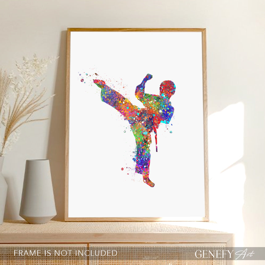 Taekwondo Boy Watercolour Art Print