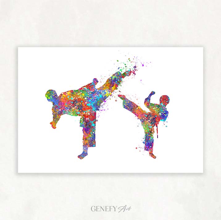 Taekwondo Father and Son Watercolour Print