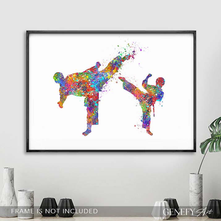 Taekwondo Father and Son Watercolour Print