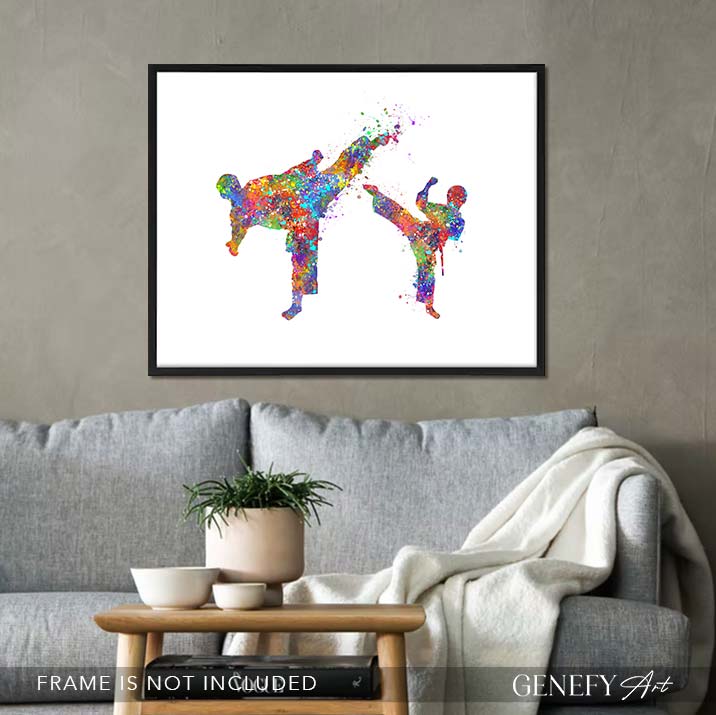 Taekwondo Father and Son Watercolour Print