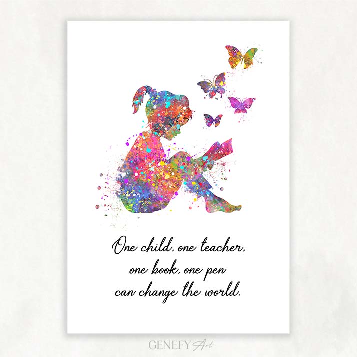 Teachers Quote Watercolour Print