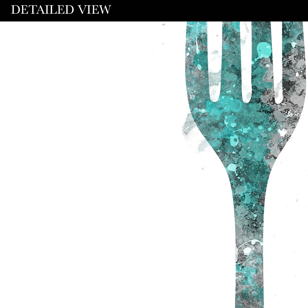 Teal Cutlery Watercolour Kitchen Print