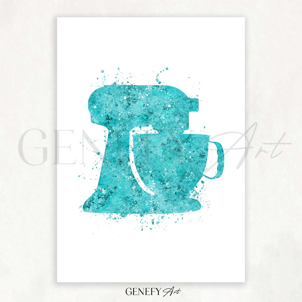 Teal Food Mixer Watercolour Print